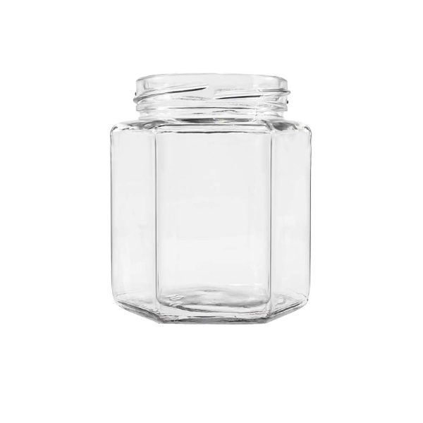 380MLhexagon glass container with lid Wholesale - Image 2