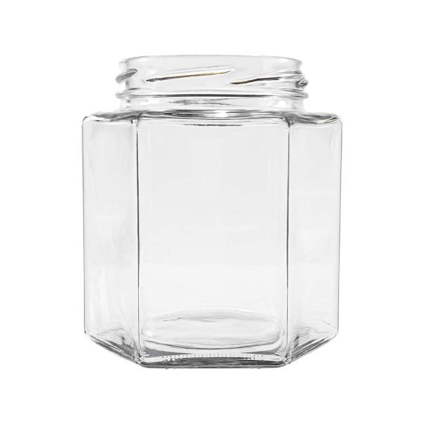 380MLhexagon glass container with lid - Image 2